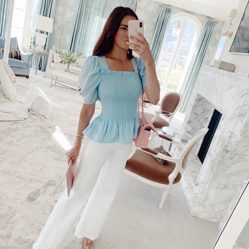 Rachel parcell smocked peplum top XL